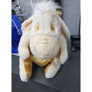 Disney Store Eeyore 18" Large Plush Cream White Gold Holiday Christmas CLEAN